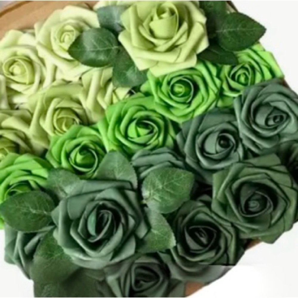 25 artificial green shade roses
